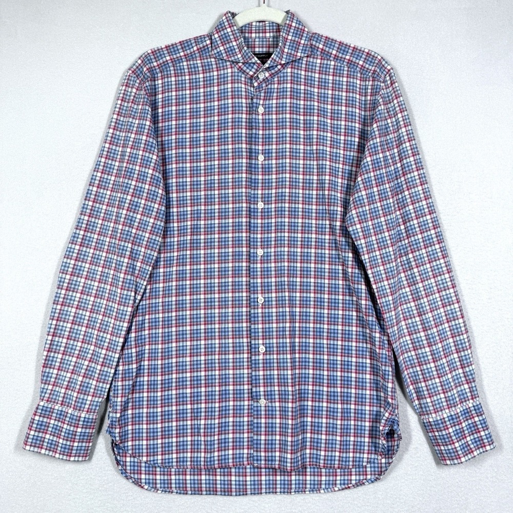 Suitsupply Shirt Mens 15 38 Monaco Washed Slim Fit Plaid Pure Cotton Long Sleeve